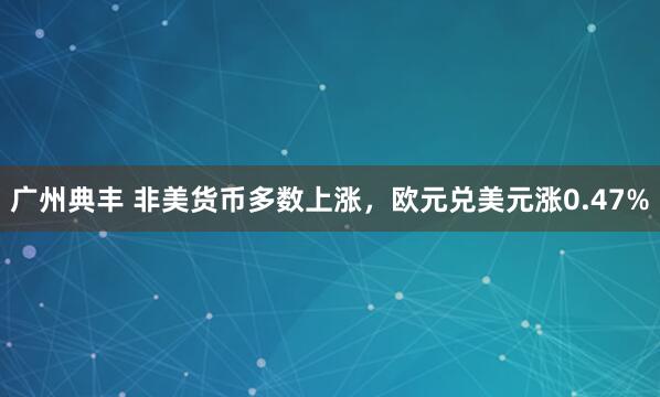 广州典丰 非美货币多数上涨,欧元兑美元涨0.47%