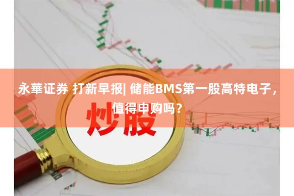 永華证券 打新早报| 储能BMS第一股高特电子,值得申购吗?